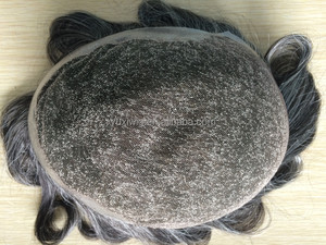 Spedizione veloce in 3-5 giorni toupee da <span class=keywords><strong>uomo</strong></span>, 1b # con mix di <span class=keywords><strong>capelli</strong></span> sintetici grigi <span class=keywords><strong>taglia</strong></span> 8x10. - Product Image 2