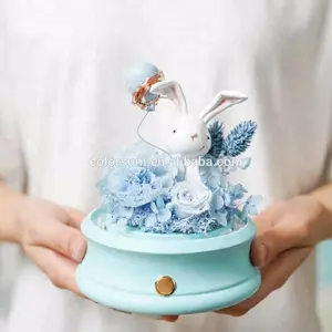 Christmas glass dome musical box hand crank system for infinity roses