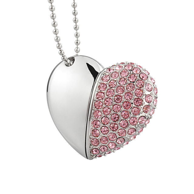 Hot Selling Crystal Diamond Heart Shape Jewelry USB Sticks for Wedding 2 4 8 16 GB USB Flash Drive