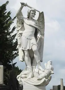 Mão esculpido em pé mármore aartsengel st saint michael estátua