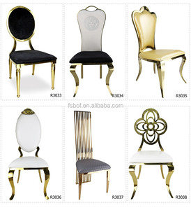 Elegante Silla de Comedor de Acero Inoxidable Dorado con Respaldo Ovalado Acolchado Blanco - Asientos Elegantes para Comedor de Hotel - Product Image 2