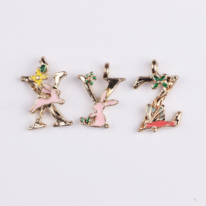 Alfabeto dipinto 26 lettere personalizzate smalto ragazze braccialetti placcato oro ciondoli pendenti moda ciondoli moda ciondoli ciondoli - Product Image 6