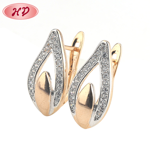 تصاميم أقراط ذهبية مطلية بالبلاتين، أقراط زركونيا صغيرة أنيقة للفتيات - Product Image 2