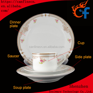 Service de table en céramique en porcelaine à motif floral de luxe, vaisselle bon marché en gros, blanc, 20/30 pièces, ensembles de vaisselle - Product Image 3