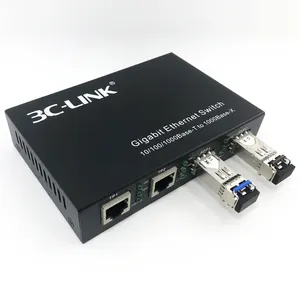 10/100/1000mbps 2 port media converter 2 sfp network switch in fiber optic and 10G media converter