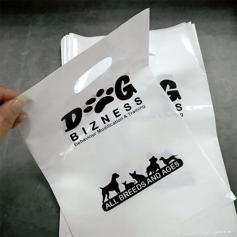 Biologisch Afbreekbaar Custom Design Winkelen Verpakking Gestanst Tas Merchandise Handvat Plastic Zakken Met Logo Print