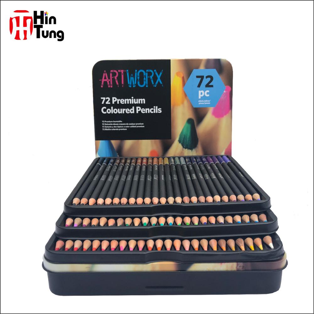 Лидер продаж, Оловянная Упаковка 72 шт., высококачественные цветные карандаши в жестяной коробке