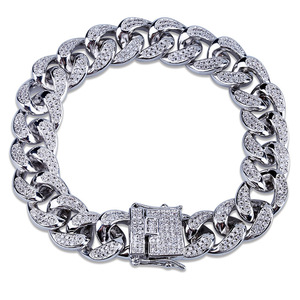 Pulsera de Oro con Circonitas Cúbicas Estilo Hip Hop 2019, Pulsera de Eslabones Cubanos de Miami de 18-20 cm de Largo para Hombre, Joyería Hip Hop, Regalos - Product Image 2