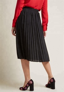 <strong>Women</strong> a Line Black Chiffon Pleated <strong>Midi</strong> <strong>Skirt</strong> - Product Image 2