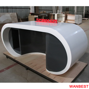 Modern Artificial Stone Curved Google Office Desk Executive Boss <strong>Computer</strong> <strong>Table</strong> Design with <strong>Cabinet</strong> - Product Image 2