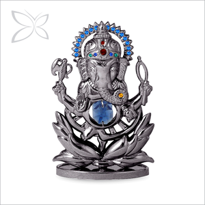 Figura de Cristal Chapada en Metal de Alta Calidad de Crystocraft, Estatua del Señor Ganesha Decorada con Cristales de Corte Brillante, Religiosa India - Product Image 1