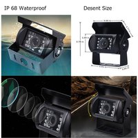 Podofo Moniteur Quad à écran partagé 7 pouces, 2 caméras de recul, 4 broches aviation, vision nocturne IR 18, caméra de recul pour voiture, camping-car et camion
