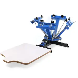 4 Kleur 1 Station Silk Screening Screen print Pers Zeefdrukmachine voor T-Shirt