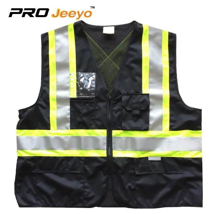 black zipper high visibility reflective mesh vest manufacturer