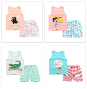 Fresco carino casual senza maniche pantaloncini vestito vendita a buon mercato vestiti coreani per bambini all'ingrosso <span class=keywords><strong>abbigliamento</strong></span> per bambini 2018 - Product Image 2