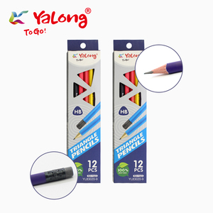 Crayons à <span class=keywords><strong>dessin</strong></span> triangulaires en bois de peuplier de qualité supérieure Yalong, lot de 12 pièces/boîte, crayons standard pour croquis avec gomme - Product Image 3