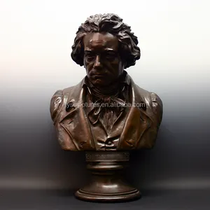 Echte menschliche Beethoven-Büsten statue der europäischen Bronze des Metall handwerks für Innendekoration