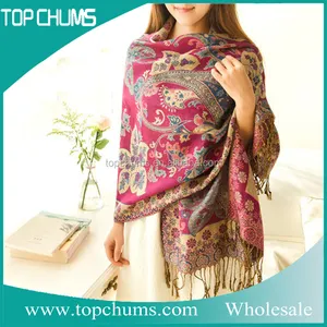 wholesale latest design elegant embroidery tassel pashmina nepal kashmir shawl