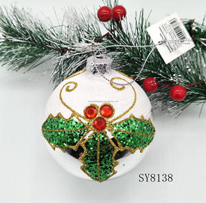 Weihnachts baum verziert mit schönen silbernen Porzellan weiß grün Blätter Schneeflocken goldene Bäume gemalt Weihnachts glaskugel - Product Image 5