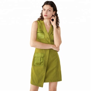 ESTILO OCCIDENTAL últimos diseños <span class=keywords><strong>de</strong></span> alta moda Casual bolsillo <span class=keywords><strong>de</strong></span> las mujeres vestido <span class=keywords><strong>de</strong></span> camisa <span class=keywords><strong>de</strong></span> cuello en V vestido - Product Image 1