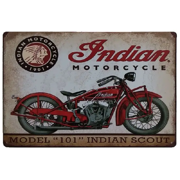 Tanda Logam Antik Sepeda Motor India Garasi Mobil Poster Kafe Bar Pub Tanda Timah Vintage Retro Dekorasi Rumah Baki Antik Poster Rumah