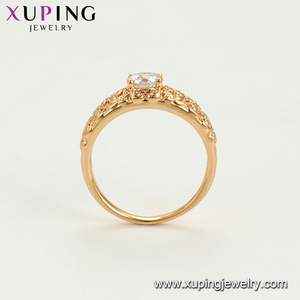 خاتم xuping 15924 مطلي بالذهب عيار 18 قيراط، عينة مجانية، تصميم فاخر بحجر واحد للنساء أو الرجال مع حرف ودانتيل - Product Image 3