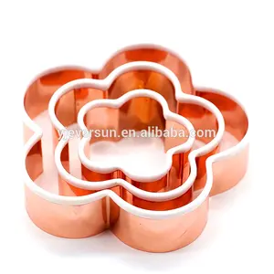 Cortador de biscoito em forma de flor, molde de metal inoxidável para enchimento de cobre e molde de pressão