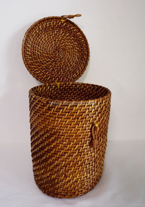 Durable Elegant Antique Handcraft <strong>Wicker</strong> Rattan Waste Bins Home Living Room Garbage <strong>Trash</strong> <strong>Can</strong> With Lid <strong>Trash</strong> Paper Basket