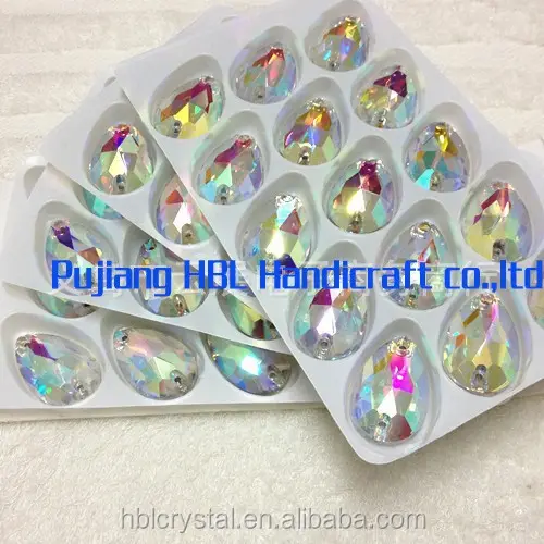 Honor Of Crystal Gratis Pengiriman 13*22Mm 2 Lubang Ab Warna Batu Kaca Hati Dekoratif Mewah