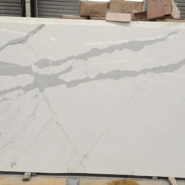 polished statuario white quartz stone countertop