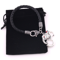 B307 Huilin Bijoux Nouveau Design OM Hindou Ganesh Pendentif Éléphant Inde Religieuse Amulette Bracelet En Cuir