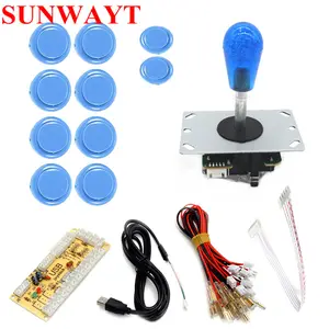 1 Pemain DIY Joystick Kit Arcade 5Pin Joystick dengan 24Mm/30Mm Tombol USB Encoder Crytal Oval Ball Top Joystick 5 Warna Opsional