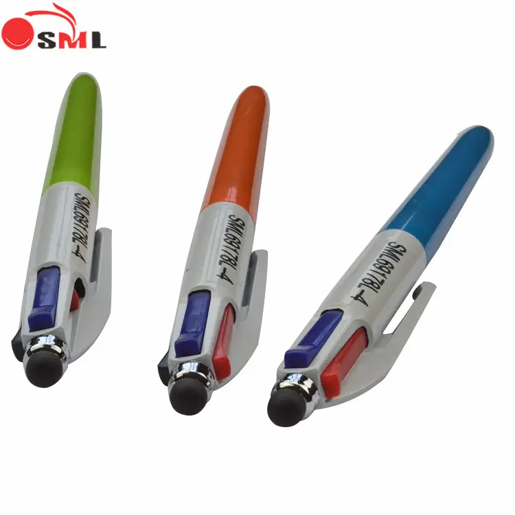 आकर्षक डिजाइन नवीनता प्लास्टिक कई 1 में 4 रंग बॉल पेन