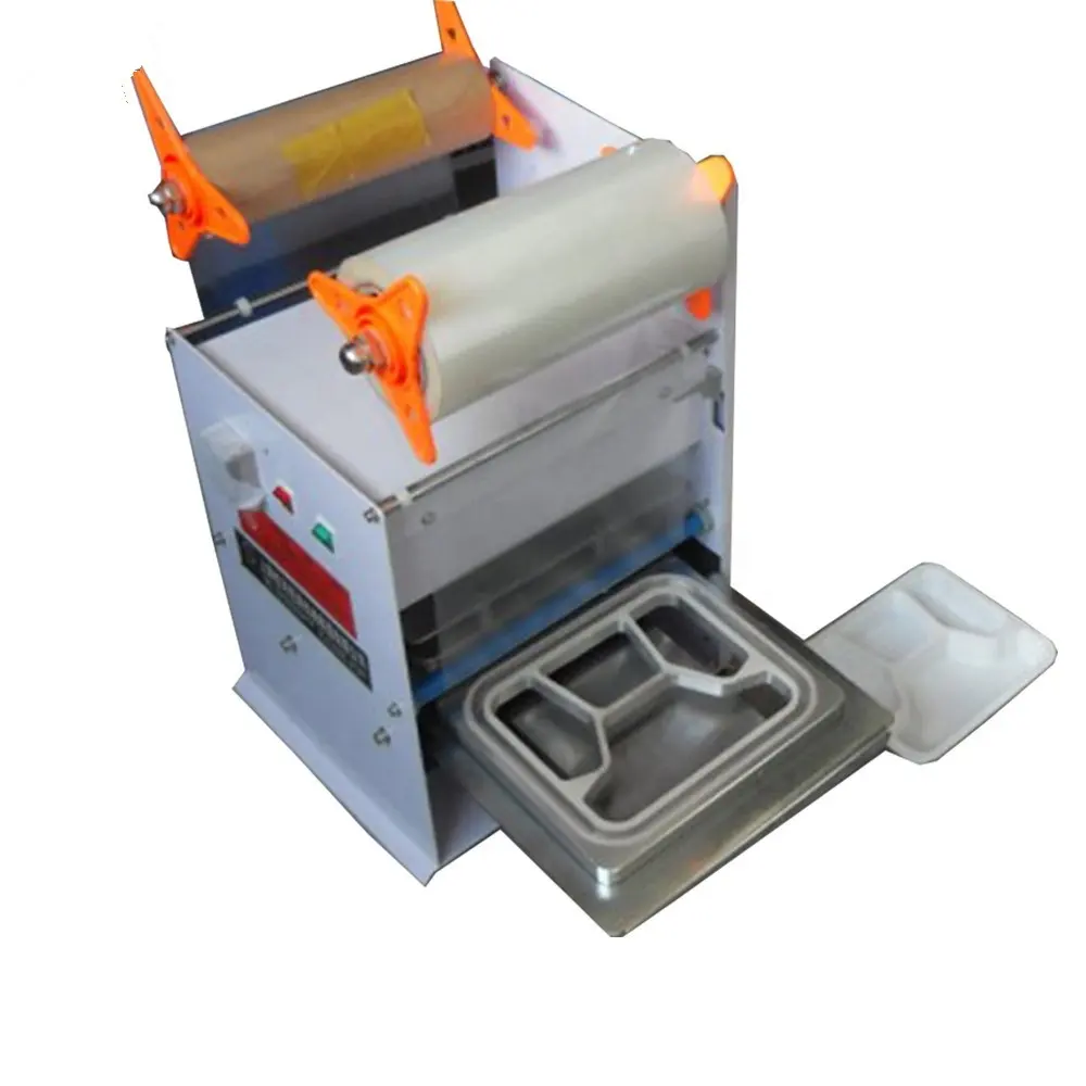 Fast Food yemek kabı plastik tepsi sızdırmazlık mühürleyen makinesi yarı otomatik plastik torba yapıştırma makinesi 25 pcs/min