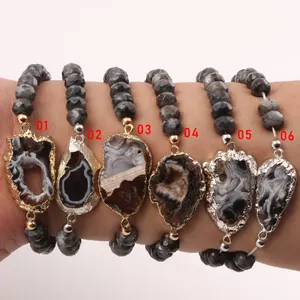 Wholesale Agate Sliced Stone Bracelet Druzy Geode Bracelets Boho Jewelry