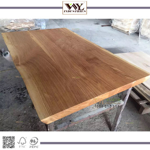 Oak Wide Plank Wood <strong>Butcher</strong> Block <strong>Table</strong> Live Edge Wooden Office <strong>Table</strong> Desk - Product Image 5