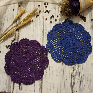 Moderna pizzo di <span class=keywords><strong>cotone</strong></span> tavolo stuoia di posto panno crochet tovaglietta tè caffè pad rotondo Scavato-out circolare decorativo pad - Product Image 5
