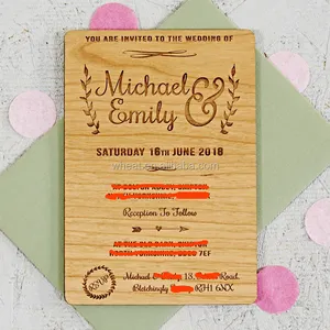 Beautiful Customized Wedding Wood Invitations