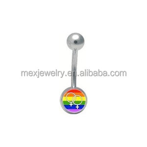Anneau de langue / boucle d'oreille avec symbole féminin <span class=keywords><strong>double</strong></span>, drapeau arc-en-ciel de la fierté lesbienne - Product Image 2
