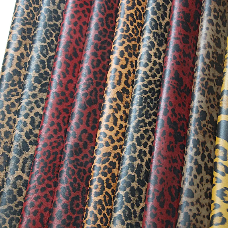 La última versión de cuero de grano de leopardo colorido para hacer bolsos de tacón alto