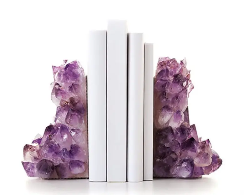 Toptan tüm boyutları doğal taş bookend ametist geode bookends