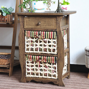 Bán buôn đồ nội thất phòng khách lưu trữ Bảng điều khiển bằng gỗ với Giỏ mây và ngăn kéo - Product Image 2