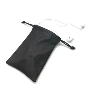 Cheap Eco Leather Small Headphone And Earphone Drawstring Pouch