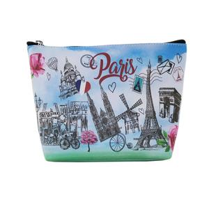 DEQI Logo Personnalisé <span class=keywords><strong>Paris</strong></span> Tour Eiffel Tour France Femmes Dame En Cuir PU Durable Cosmétique Maquillage Trousse de toilette Pochette Titulaire - Product Image 5