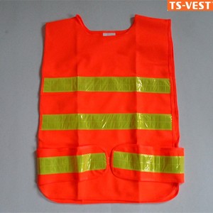 Adjustable keselamatan pvc kaset reflektif <span class=keywords><strong>orange</strong></span> rompi berburu - Product Image 5