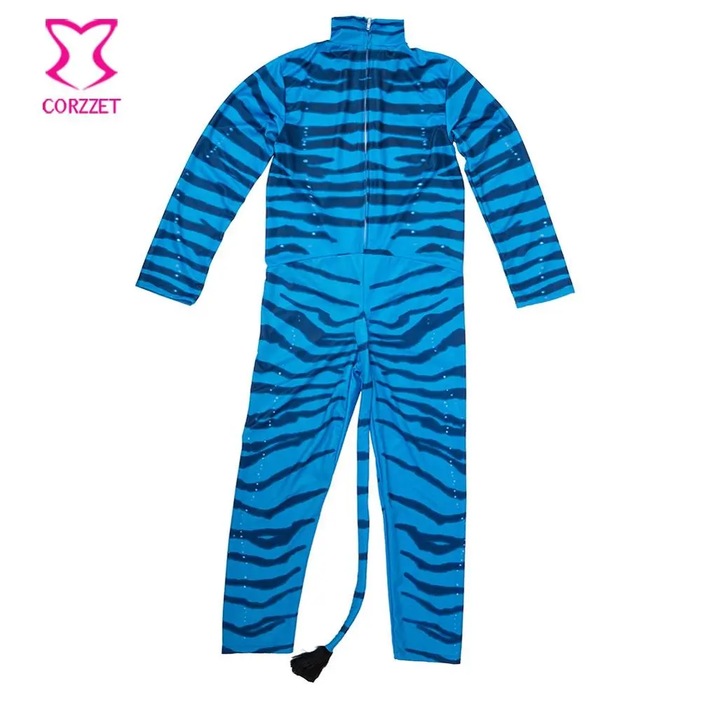 Corzzet Men Avatar Halloween Catsuit Outfit Clothing Clubwear Party Adult Uniforms Pandora Planet Role Playing Movie Costumes