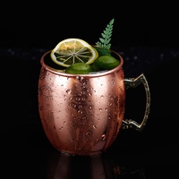 Tasses à Moscow Mule 100% cuivre avec poignées, en acier inoxydable 304, revêtement or rose, gobelet à boire classique