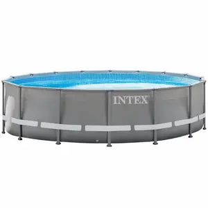 حمام سباحة INTEX 26702 بإطار معدني فائق ، حوض سباحة كبير مستدير فوق الأرض للبالغين