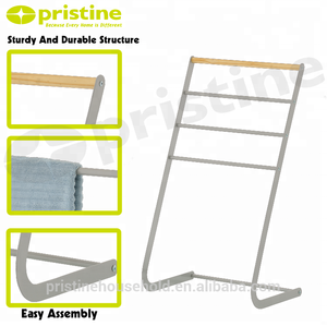 MIT DIY Housewares Cast Iron Portable Wooden Bathroom <b>Towel</b> Rack for Home Hotels and Office Storage-Wholesale - Product Image 6