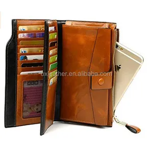 Women's Genuine Leather Wallets Long Zipper Clutch Purses Handbags